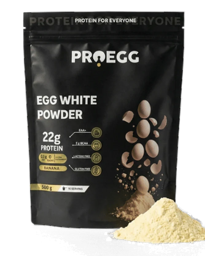 A 500 g bag of ProEgg Banana egg white protein