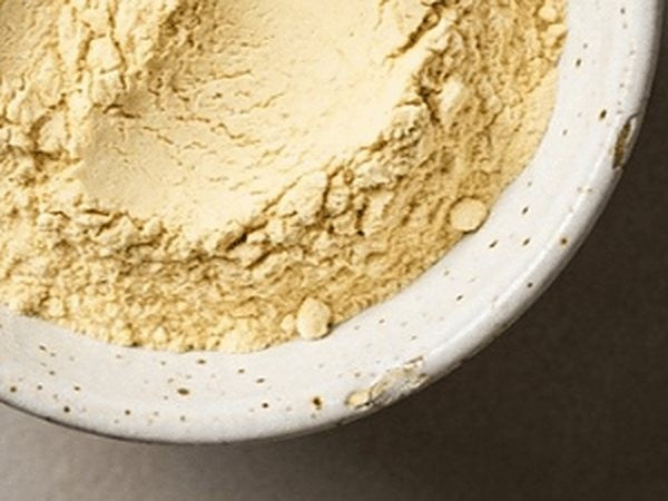 Banana egg white powder in a bowl